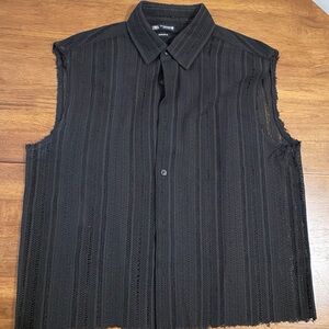 Zara Black Sleeveless Open-Knit cropped top